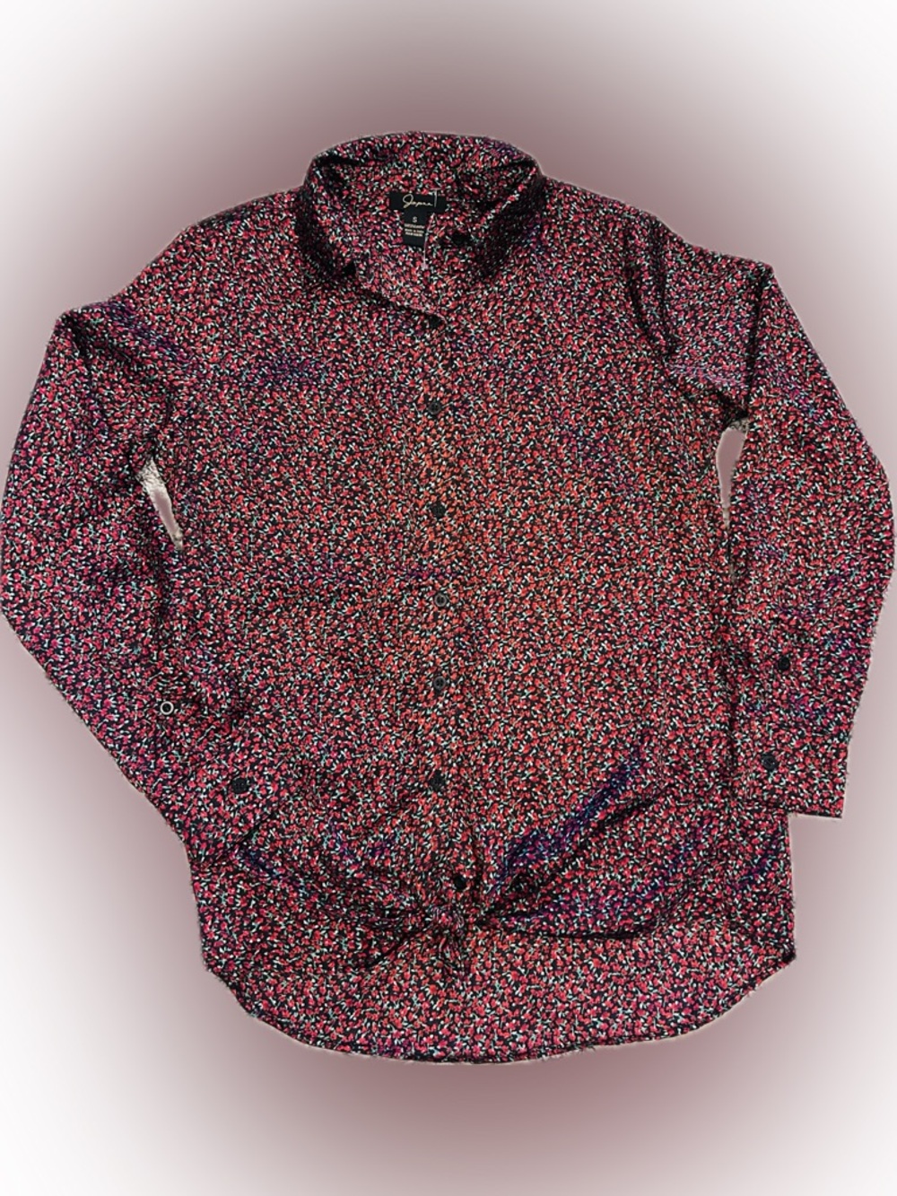 Japna Women's Ditsy Floral-Print Button Front Blouse in Red Mix